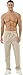 HOEREV Men Casual Beach Trousers Linen Summer Pants, Beige, Large