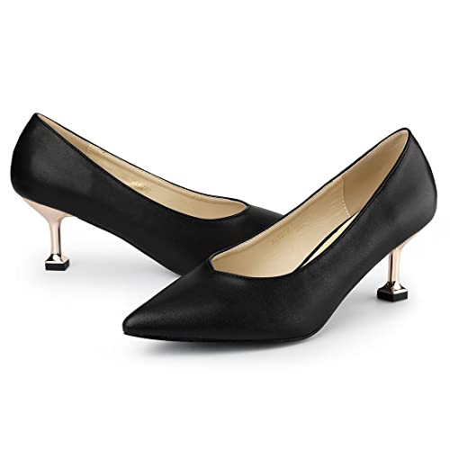 Allegra K Women's Pointed Toe Low Kitten Heel Dress Pumps