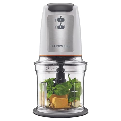 KENWOOD Chopper 500W Electric Food Chopper with 500ml Bowl Dual Speed Stainless Steel Quad Blade Multi Mayo Mayonnaise Attachment Spatula Ice Crush Function CHP61.100WH White