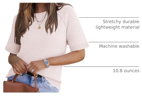 Image of ZDC Women's Short Sleeve Sweaters 2026 Fall Lightweight Loose Fit Knit Pullover Tops