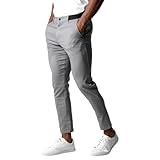 Pantalones de Vestir Ajustados para Hombre. Pantalones Chinos Ajustados elásticos de Corte Cropped para Hombre, Color Gris, Talla XL.