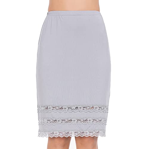 Image of MANCYFIT Half Slips for Women Underskirt Dress Extender Lace Trim Knee Length Midi Skirt 19-26 inch Length
