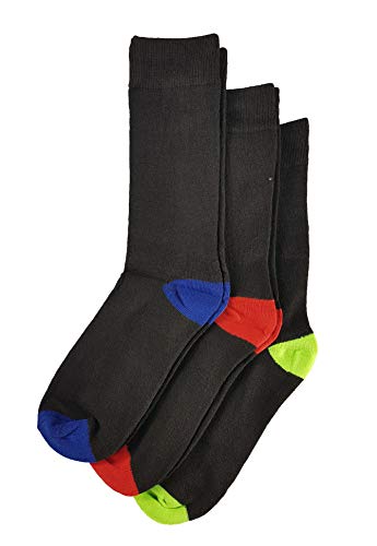 12 Pairs of Mens Designer Socks, Cotton Rich Designs, Size 6-11, By Sockstack® (Multi Black)