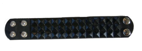 Triple Studded Wristband Punk Rock - Black2