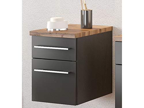 möbelando Unterschrank Badschrank Hängeschrank Badezimmerschrank Schrank Bad Davos I Graphit/Grau-Matt