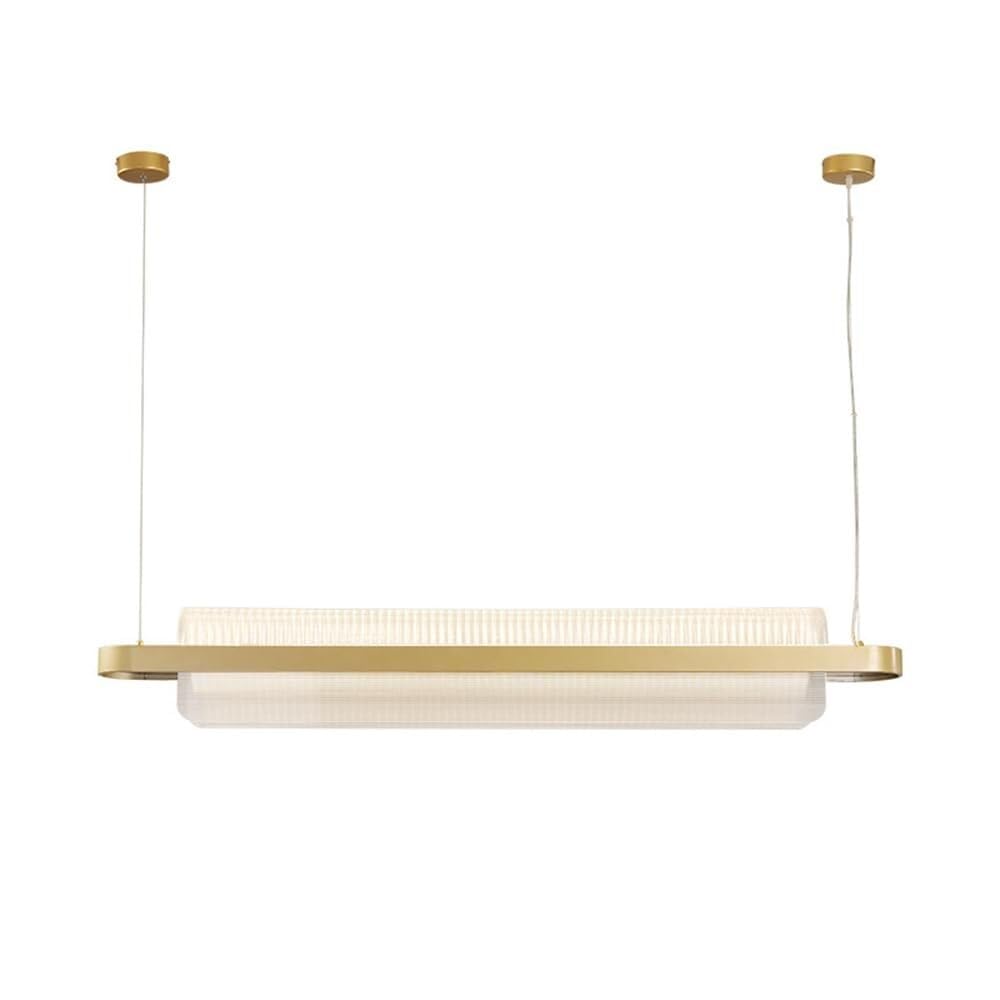 LYMSXAZOU Modern Gold Chandelier Rectangular Ceiling Light Fixture Dimmable Dining Room Pendant Adjustable Lamp for Living Kitchen Island Office