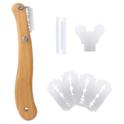 CUEMOON 2er Set Bäckermesser,Teigmesser Set mit 4 Rasierklingen, Geeignet zum Schneiden von Brot