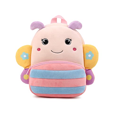 Image of BEFUNIRISE Toddler Backpack for Boys and Girls, Cute Soft Plush Animal Cartoon Mini Backpack Little For Kids 2-6 Years (Butterfly-H)