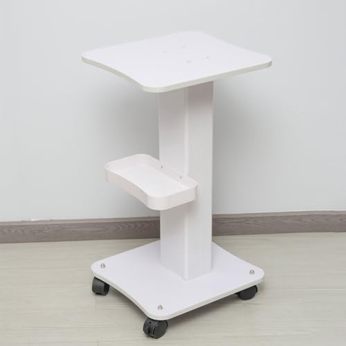 tonchean Beauty Salon Trolley Cart with 4 Wheels, 3 Tier Hairdressing Rolling Trolley Spa Storage Organizer Stand Aluminum Alloy Beauty Instrument Tray Mobile Cart White