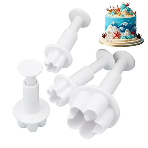 BommFu Moldes para fondant, aptos para lavavajillas, utensilios de cocina, sello de galletas, 4 piezas, decoración