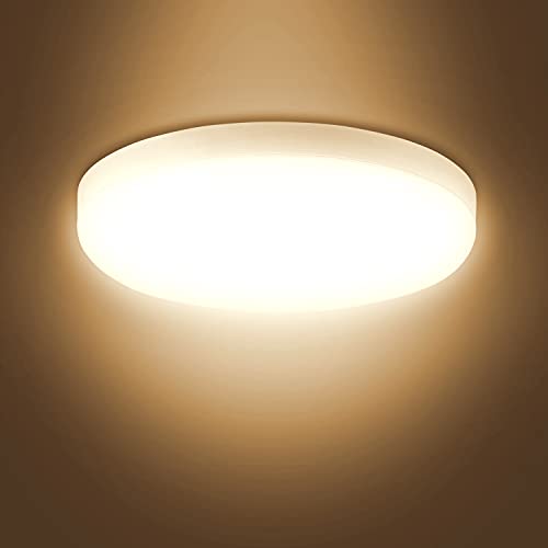 Combuh Plafonnier LED 20W Lampe Plafond 1600LM 3000K Blanc Chaud,IP56 Étanche Ronde Luminaire Plafonnier Applique Salle de Bain, Salon Chambre Garage