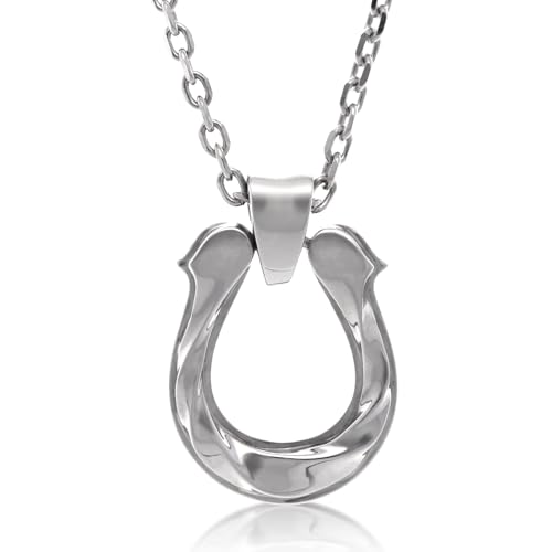 [ライオンハート] メンズネックレス シンプル ブランド シルバー ホースシュー 馬蹄 SV925 ロジウムコーティング 男性 彼氏 ギフト プレゼント