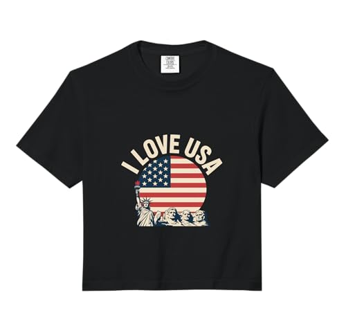 I Love USA American Flag Liberty Tribute Comfort Colors Crop Top