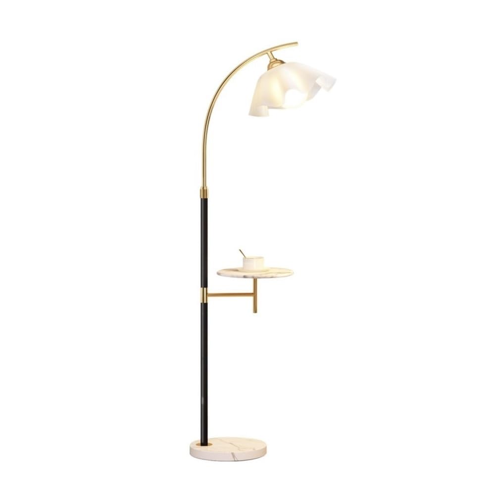 Jian1004 Floor Lamp, Adjustable Marble Floor Lamp with Side Table for Living Room Office