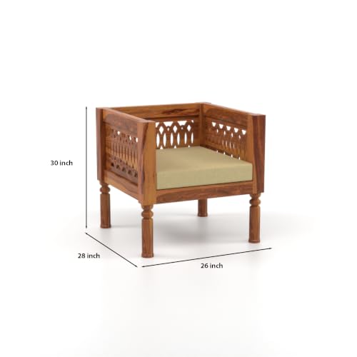 Image of NATRAJ ART & CRAFT Sheesham Wood 5 Seater Sofa Set for Living Room | Wooden CNC Sofa Set for Living Room Furniture (3+1+1 Seater, Honey Finish)