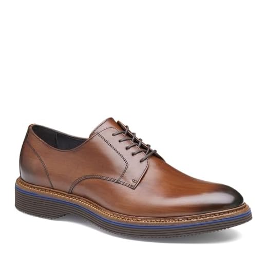 Johnston & Murphy Sapato Oxford masculino Jenson Plain Toe, Couro de bezerro italiano marrom, 13