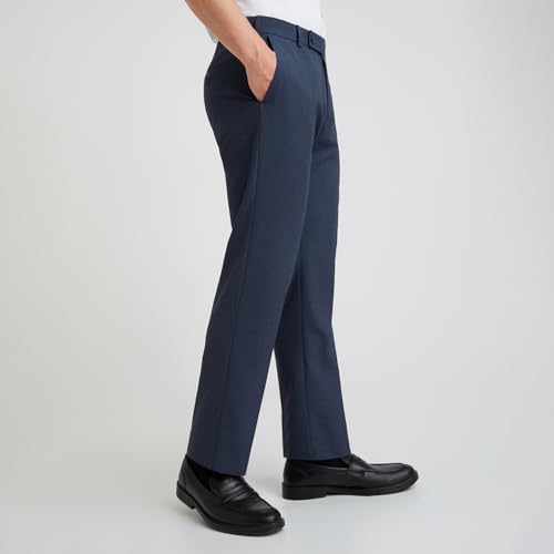 Image of Park Avenue Men's Regular Fit Mid Rise Solid Pattern Poly Viscose Blend Flat Front Formal Trouser
