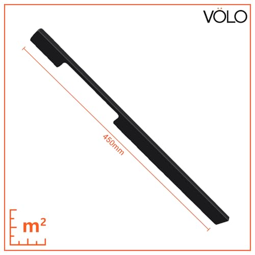 Image of VOLO Wardrobe Cabinet Handle - Multi-Use Pull Handle for Wardrobe, Drawer, Sliding Closet, and Door in Kitchen, Office, and Bedroom Pack of 1 (Black, 450MM (18 Inch))