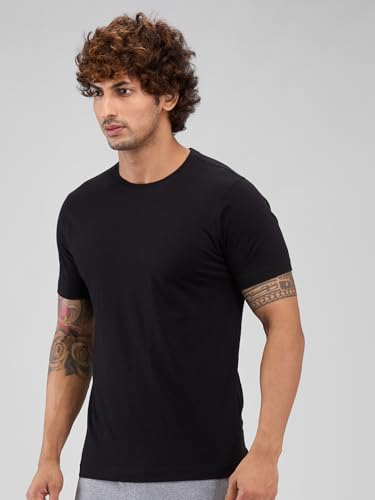 Image of Park Avenue Men Regular Fit Solid Pattern Pure Cotton Round Neck T-Shirt