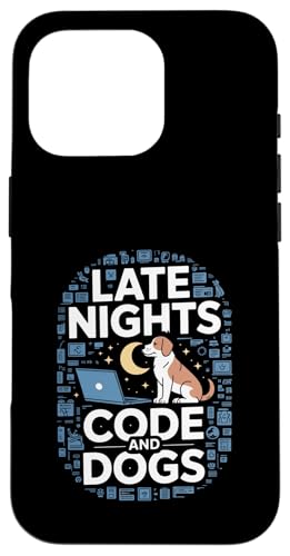 Late Nights Code And Dogs �v���O���}�[ ���D�� �X�}�z�P�[�X iPhone 16 Pro �p
