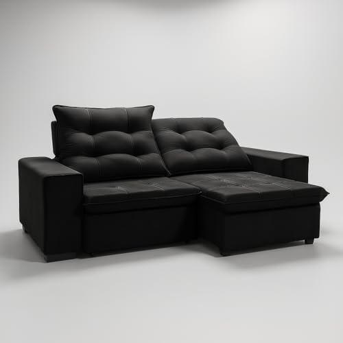 Sofá Conforto Plus 2 Lugares Reclinado (Preto)