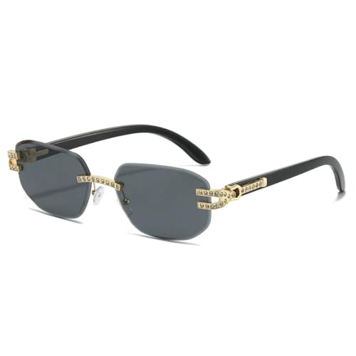 Lunettes de soleil de luxe sans cadre ornées de diamants élégants pour femme