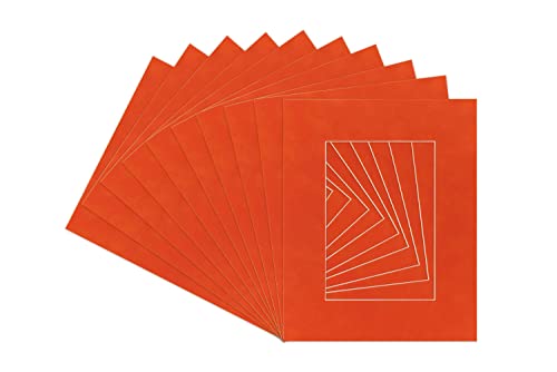 Pack of 25 Acid Free 12x16 Mats Bevel Cut for 10x12 Photos - Orange Suede Precut Matboards With Backing Boards and Clear Photo Mat Bags For Pictures, Photos, Framing - 4-ply Thickness