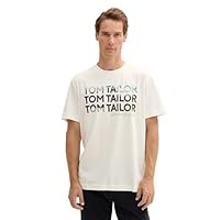 TOM TAILOR Herren T-Shirt mit Fotoprint, 10332 - Off White, XL
