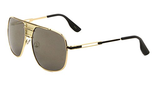 Roma Oversized Square Flat Top Aviator Sunglasses w/Mesh Bridge