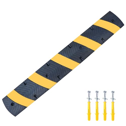 Orangestar 2 Pack 6Ft Rubber Speed Bump, 2 Channel Heavy Duty Speed Hump w/8 Screws for Asphalt Concrete Driveway Gravel