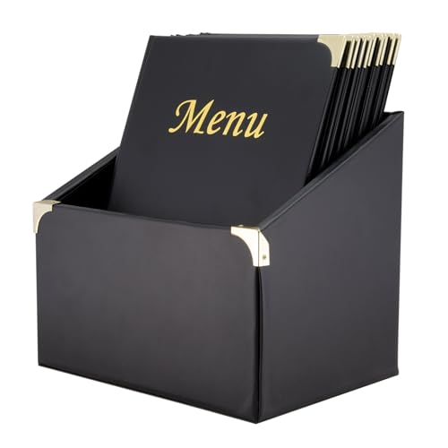 Deflecto Essential Range Menu Holder Wipe Clean Menu Display for Cafes Restaurants and Hospitality Counters Tabletop Menu in Presentation and Display Box A4 Black Pack of 10