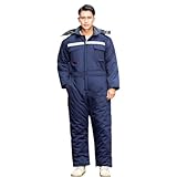 [TYYRBMG] メンズ ワークウェア ツナギ フード取り卸し可能 中綿入り マルチポケット 防寒防風 オールインワン 冬 作業服 男女兼用 長袖 大きいサイズ 防塵 防汚 耐久性 カーゴツナギ 作業着 仕事着 オーバーオール (JP, アルファベット, XL, ネイビー)