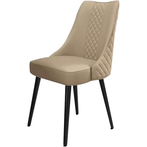 Sillas de Comedor de Cuero Artificial, sillas de Cocina Ligeras de Lujo, sillas de Comedor sin Brazos con Respaldo Alto y Patas de Madera Maciza.(Kaki)