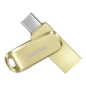 SanDisk Ultra Dual Drive Luxe USB Type-C-Laufwerk Smartphone Speicher 128 GB (Mobiler Speicher, USB 3.2 Gen 1, drehbares Design, 400 MB/s Lesen, USB Laufwerk, automatisches Backup) Gold