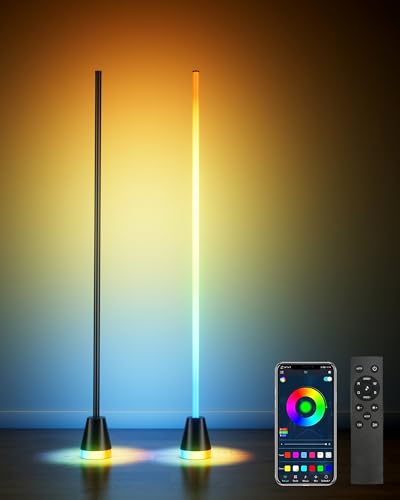 2 Pack Corner Floor Lamp, Smart RGB LED Corner Lamp with App and ...