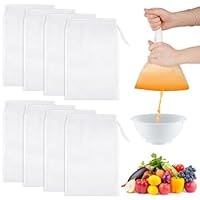 8 Stück Nussmilchbeutel, Passiertuch Wiederverwendbar 30 x 20 cm, Feinmaschiges Filterbeutel mit Kordelzug, Abseihtuch Waschbar Nylon Nussbeutel für Käse Kaffee Joghurt Fruchtsaft Gemüsesaft