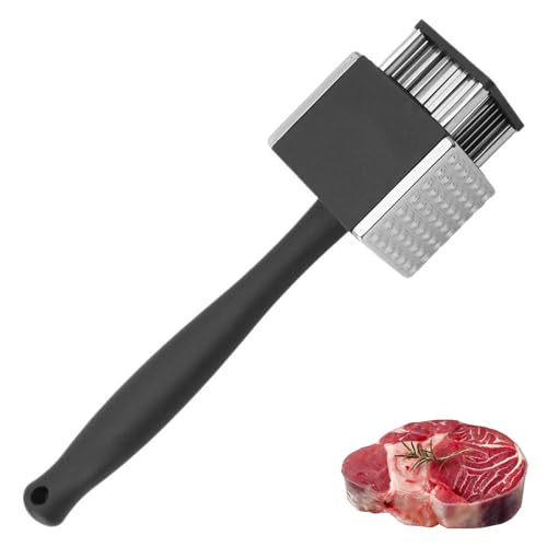 RoseFlower Ablandador de Carne con Aguja y Martillo 2 en 1, Mazo para Carne de Acero Inoxidable con Diseño de Agarre Antideslizante de Silicona, Apto para Lavavajillas