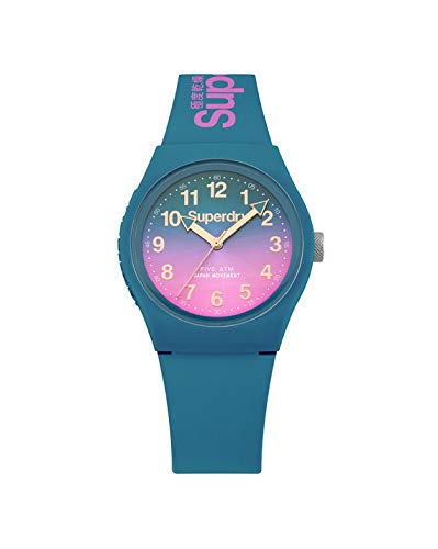 Preisvergleich Produktbild Superdry Armbanduhr, Urban Laser, Unisex, analog, rundes Gehäuse, blaues Zifferblatt, blaues Silikonarmband SYG198AUP