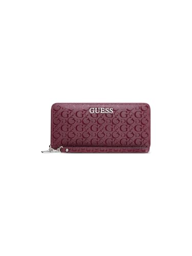 Image of Guess Oxblood Textured Zipper Abbas Large Zip Around Wallet