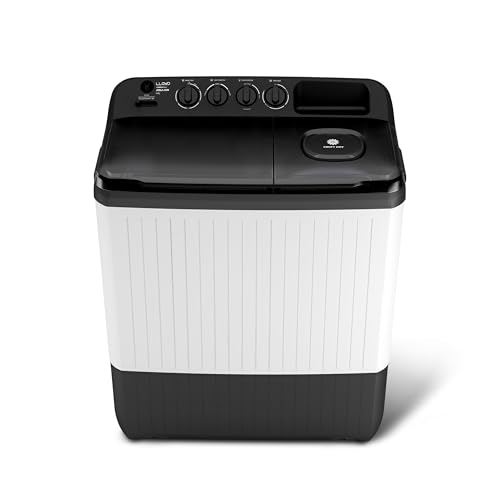 Image of Lloyd 9 kg 5 Star Semi Automatic Top Load Washing Machine |1300 RPM | Detergent Storage Zone | 3 Wash Programs | Swift Dry | Magic Filter, (GLWS905AONDG, Dark Grey and White)