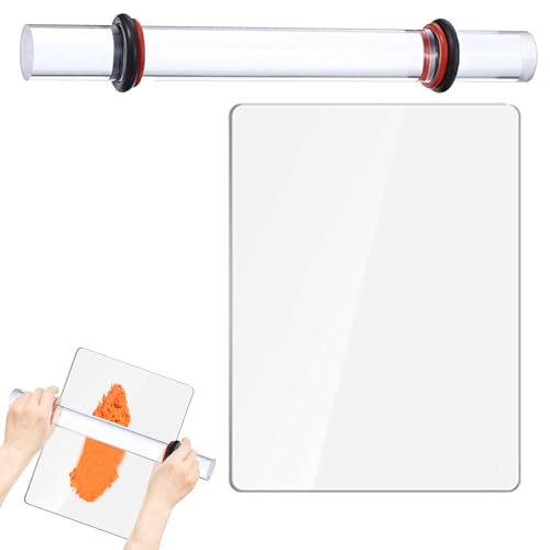 TENGWA Rouleau d'argile Acrylique 2 Pièces Outils de Modelage Argilerevêtement Antiadhésif...