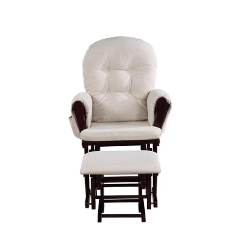 Image of Suite Bebe Mason Nursery Rocking Chair with Ottoman, Wooden Glider for Baby Nursing, Smooth Gliding Rocker, Espresso and Latte
