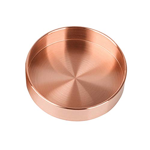 Plateau Bijoux Parfum Stockage Nordique Cuivre Rond Plateau Bureau Rangement Métallique Organisateur Bijoux Organisateur Petits Objets Plats Rangement Accueil Décor 14 X 14cm Plateaux Décoratifs