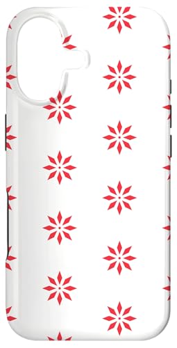 White Red Floral Snowflake Maple Leaf Nature Batik Pattern �X�}�z�P�[�X iPhone 17 �p