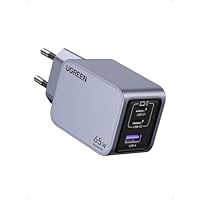 UGREEN Nexode Pro 65W Caricatore GaN, Caricabatterie a 3 Porte Compatibile con Samsung Galaxy S...