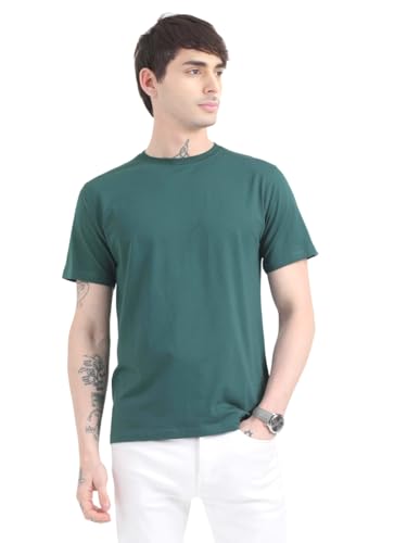 Image of Men's Plain Cotton Crew Neck T-Shirt Regular Fit Short Sleeve Tee