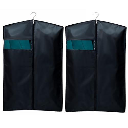 Image of Men's Coat & Blazer Cover with Fold-Over Design, Non-Woven Garment Bag for Suits, Jackets & Formal Wear, 36 Inch, Black, Pack of 2