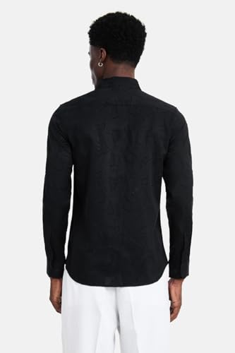 Image of SNITCH Men Shirt | Slim Fit Long Sleeve Spread Collar Jacquard Leaf Pattern | Premium Polyester Cotton Blend & Breathable Fabric for Elegant Events