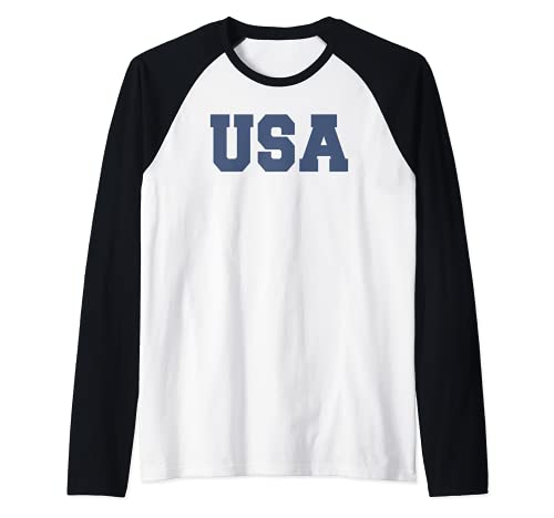 Trendy USA text Raglan Baseball Tee, Black