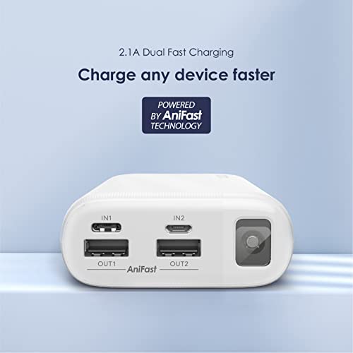 Image of Oraimo 20000mAh Power Bank with 2.1A Fast Charging,Triple Output, Power Delivery, Type C &Micro Input,Multi-Layer Protection with LED Torch (White)